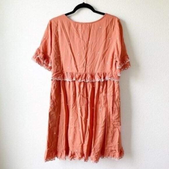 Anthropologie Samia Ruffle Embroidered Short Sleeve V Neck Tunic Dress - Picture 4 of 7